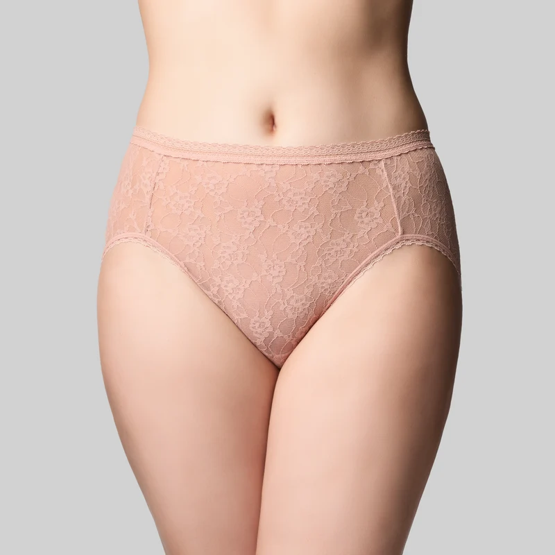 Lacies Hi Cut Brief - Rose Beige