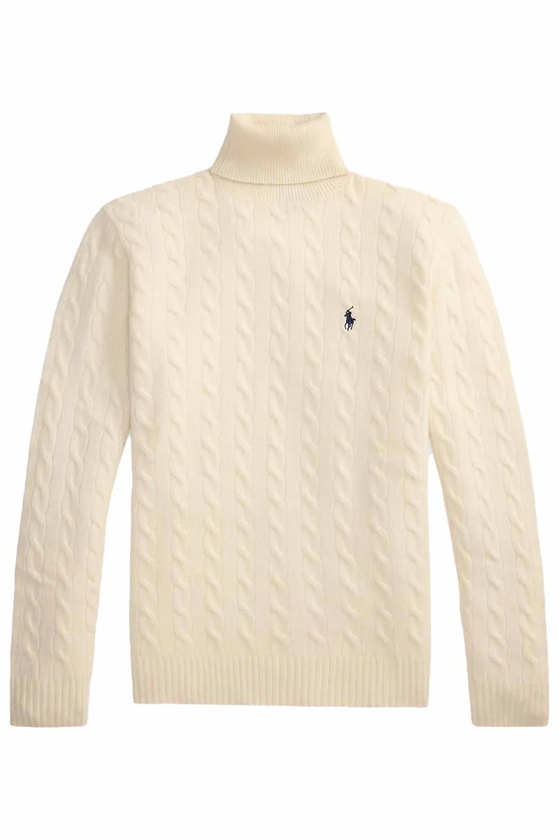 Polo Ralph Lauren Herren Rollkragenpullover mit Zopfmuster Andover Cream