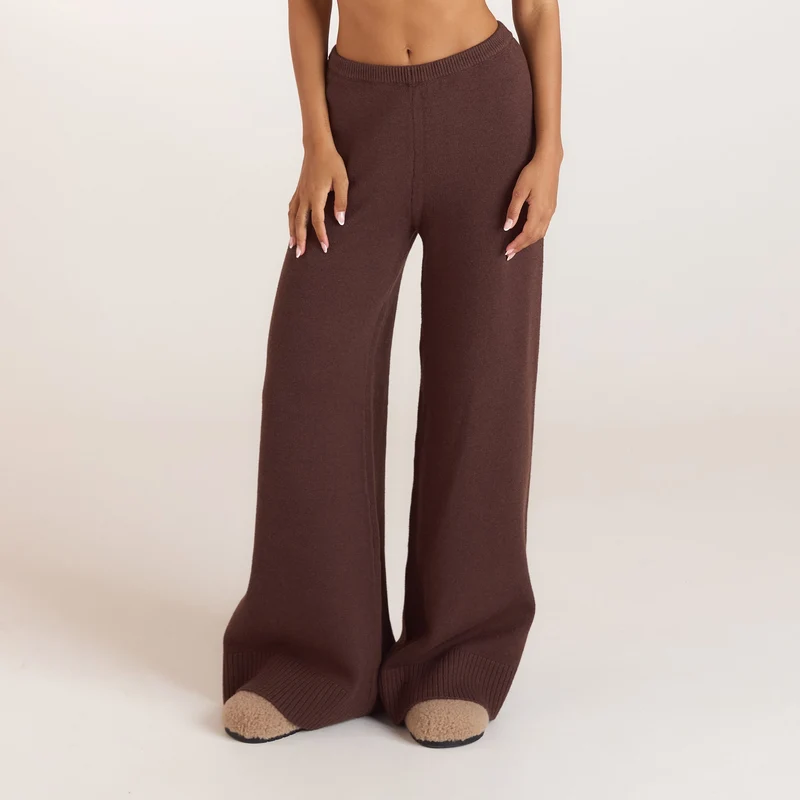 Strickhose mit weitem Bein - Schokolade
