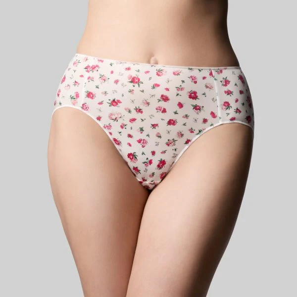 Classic Hi Cut Brief - Rosebud White