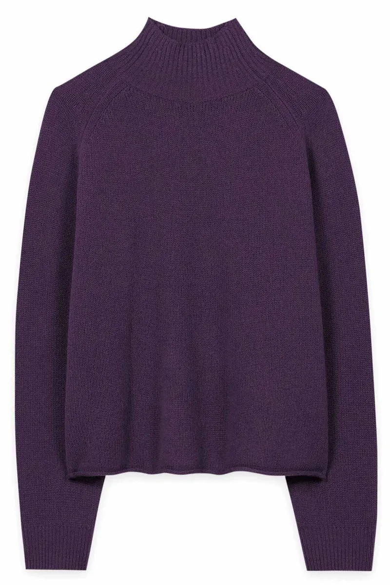 Luisa Cerano Damen Turtleneck aus Kaschmir-Mix Plum