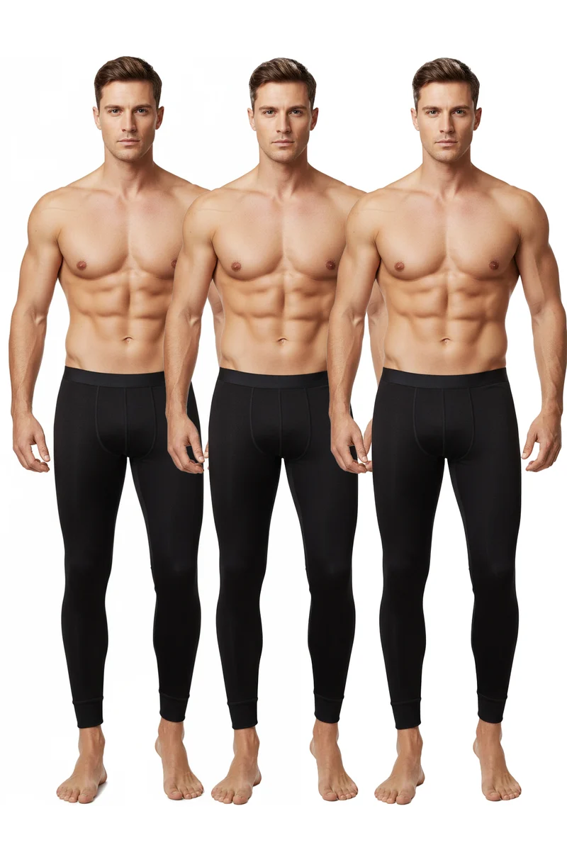 3er Pack Herren Lange Unterhose Winter Sport Freizeit Thermounterhose Mehrfarbig