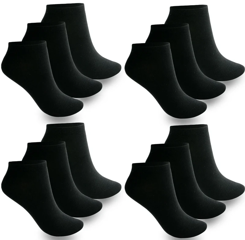 Sneacker Socken Freizeit Socken Herren Damen Baumwolle Schwarz Weiss YS