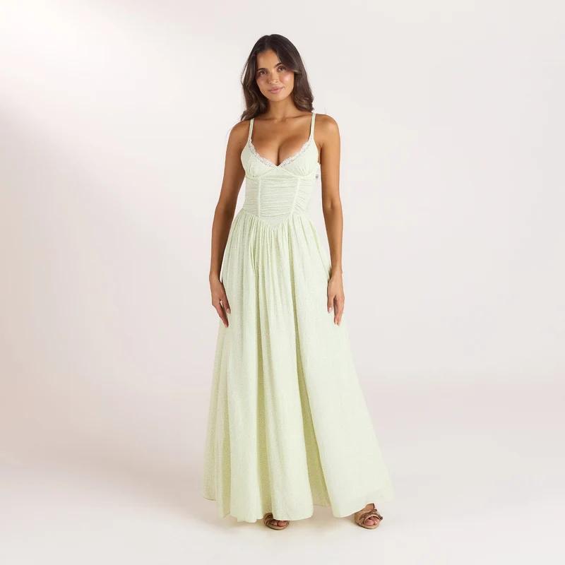 Maxikleid mit Bügeln - Blumencreme