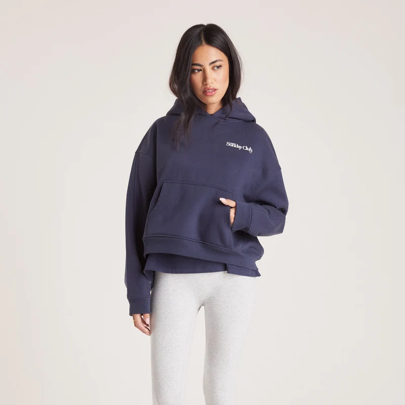 Kastenförmiges Hoodie - Tintenblau