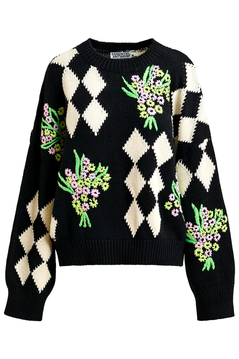 Essentiel Antwerp Damen Oversized-Strickpullover Jactori Schwarz