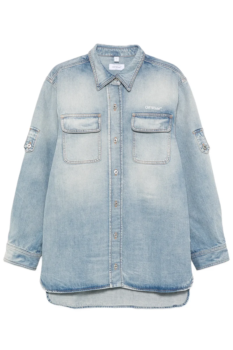 Off-White Damen Half Arrow Denim Shirt Jacket Bleach White
