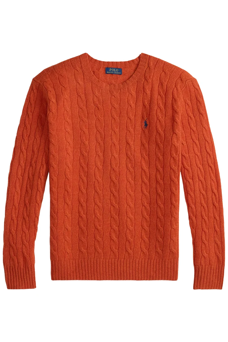 Polo Ralph Lauren Herren Strickpullover mit Zopfmuster Dark Jaffa Orange