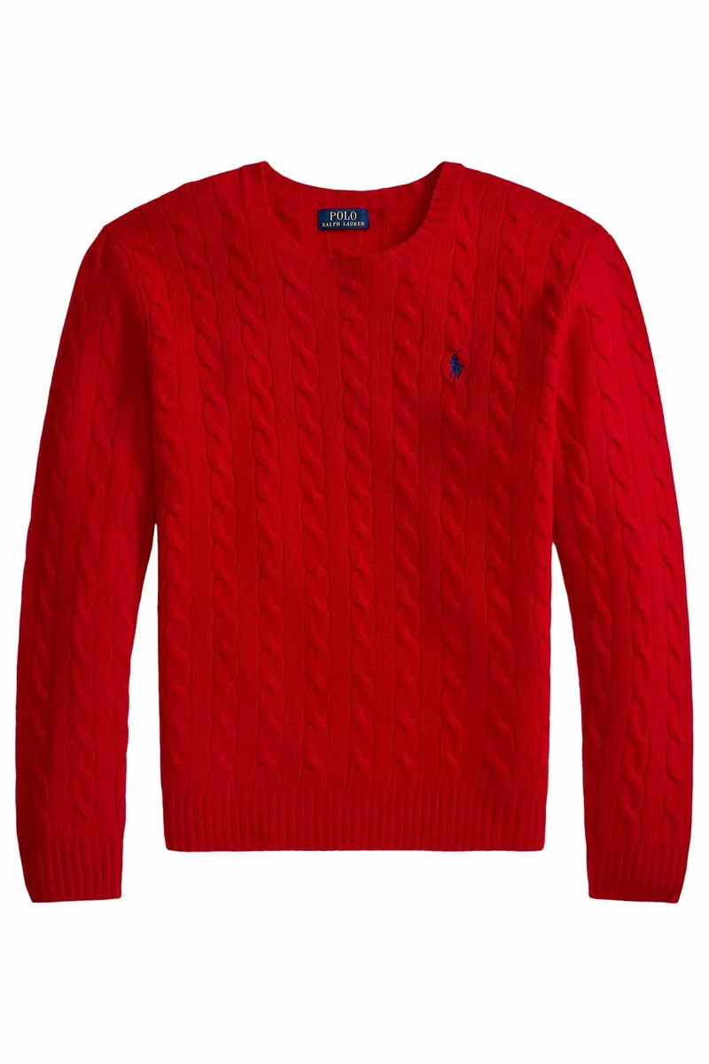 Polo Ralph Lauren Herren Strickpullover mit Zopfmuster Park-Ave-Red