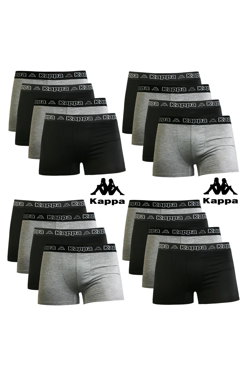 Kappa Boxershorts Retro Baumwolle Unterhose Unterwäsche Schwarz und Graumeliert