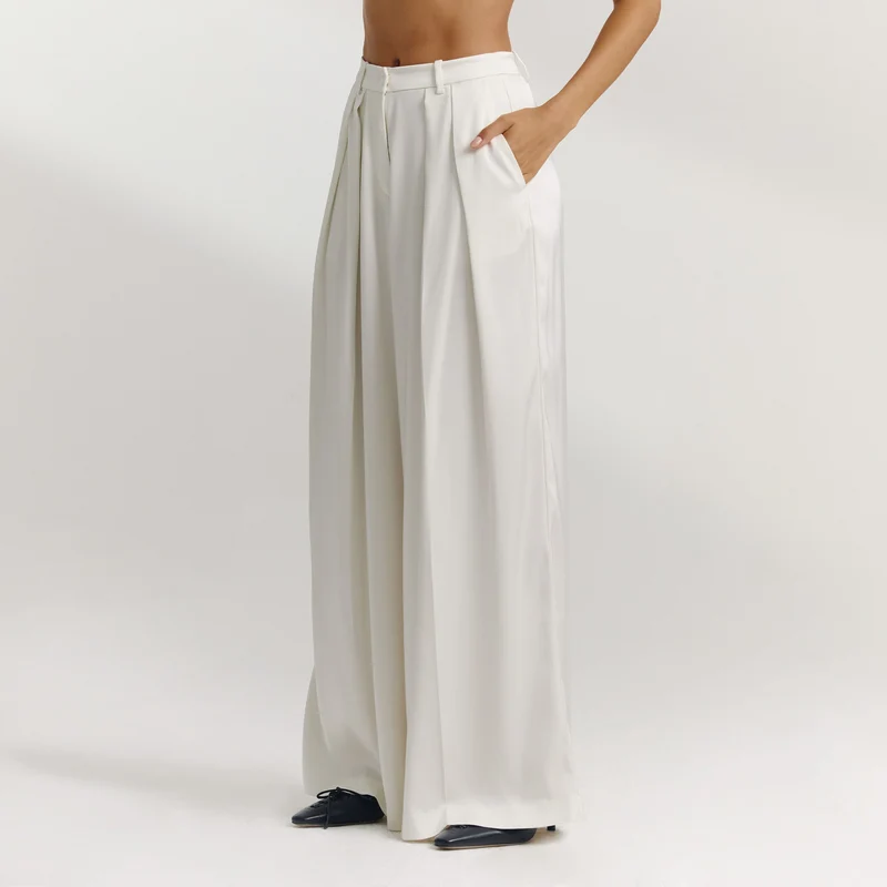 Weite Satinhose - Weissgrau