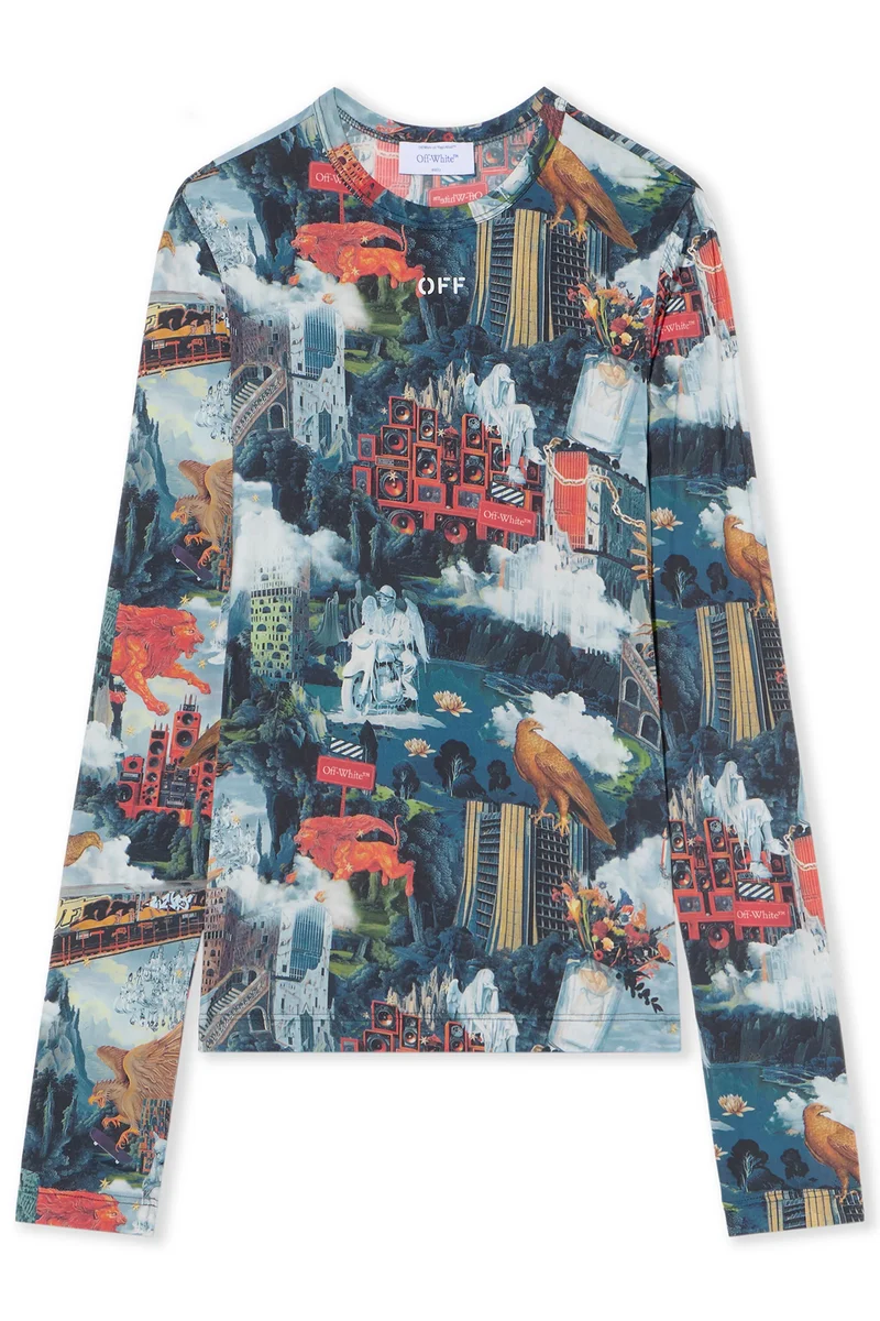 Off-White Damen World Paint Second Skin Langarmshirt Bunt