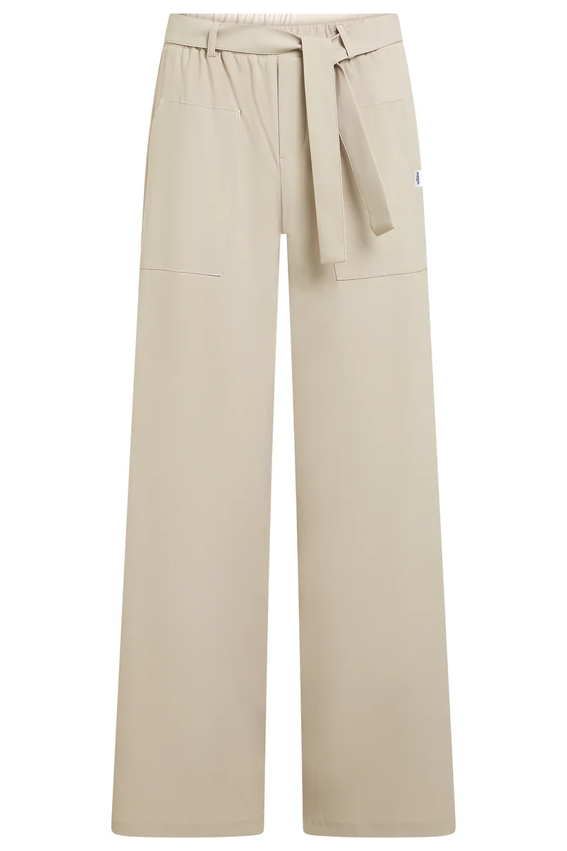 Penn & Ink N.Y Damen Stretchhose mit Bindegürtel Beige