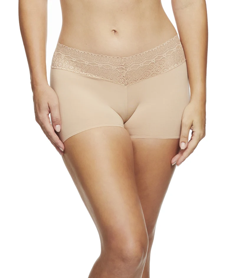 Naomi & Nicole Shapewear – Spitzen-Boyshort, Warmbeige