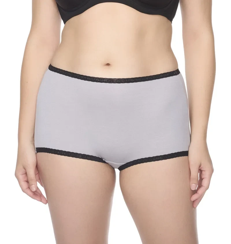 Naomi & Nicole Shapewear - Baumwolle mit Spitze Boyshort Ultimate Grey