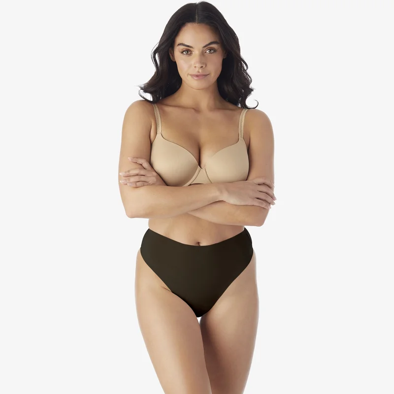 Naomi & Nicole Shapewear - Unbelievable Comfort Leicht formender 2er-Pack Tangas Schwarz & Warmes Beige
