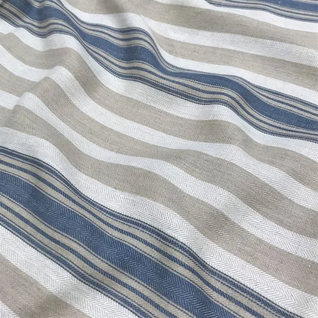 Pure Linen Stripes - blue