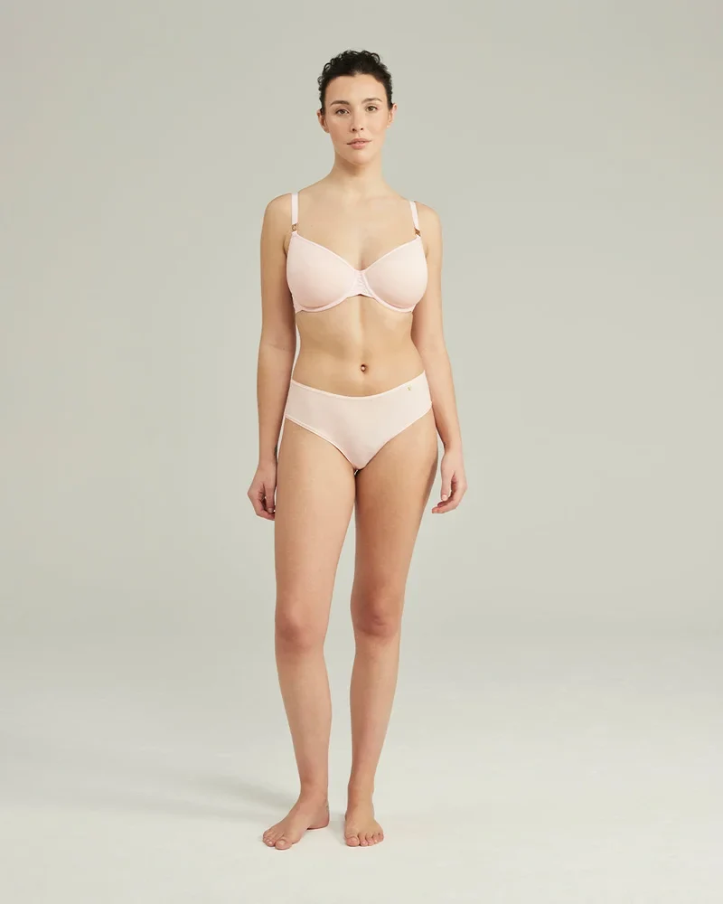 Nudea - Stretch-Bikinihose mit mittelhohem Bund, Blush Pink