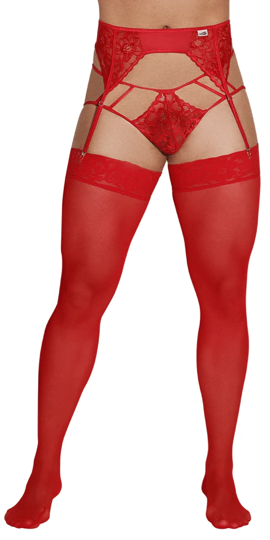 Candyman 99550 Lace Garter-jockstrap Red