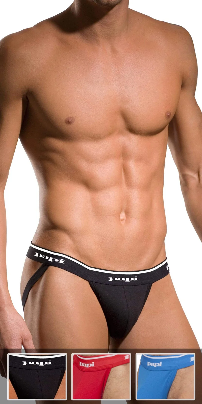 Papi 705910-999 3-Pack Jockstrap 1 Black, 1 Turquoise, 1 Red