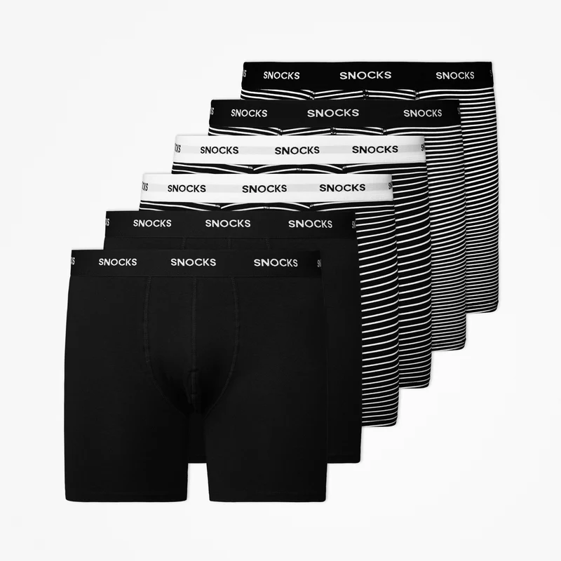 Lange Boxershorts mit Streifen | Schwarz