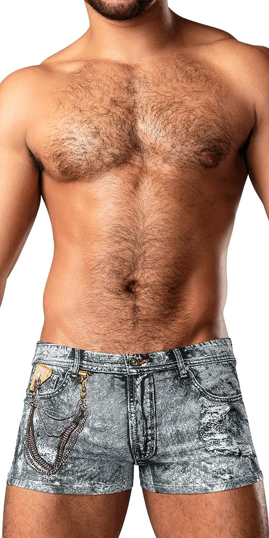 Male Power 145-286 Dirty Denim Mini Short Denim Print