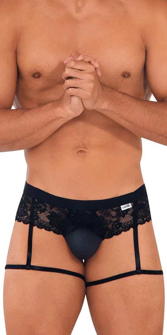 Candyman 99717 Lace Garther Jockstrap Black