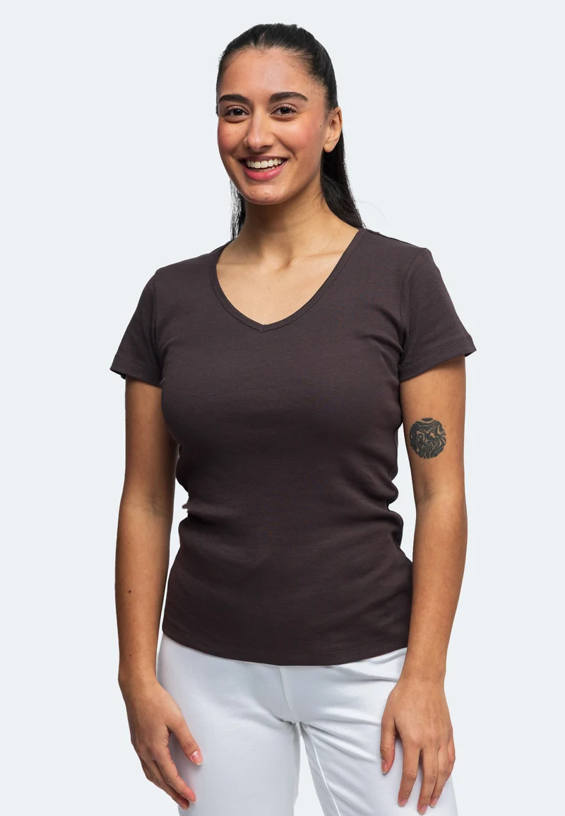 2855 Efia – Nachhaltiges Damen Rib T-Shirt mit V-Ausschnitt