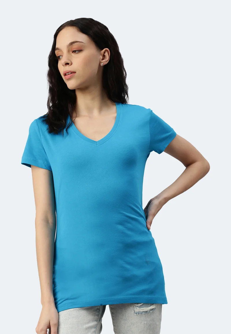 Damen V-Neck T-Shirt Whale