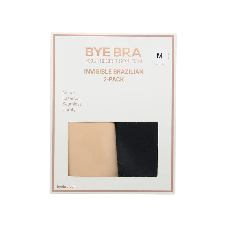 ByeBra – Po-Lifting-BH & Unterwäsche 2er-Pack, unsichtbar, brasilianisches Design, Beige & Schwarz
