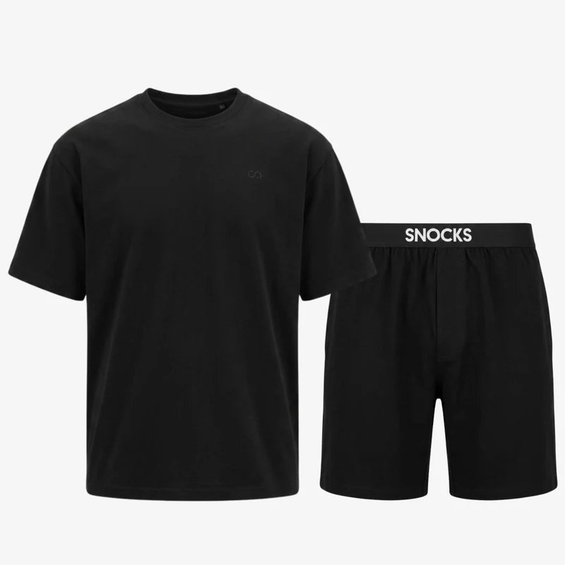 Schlafanzug Set Herren kurz | Schwarz