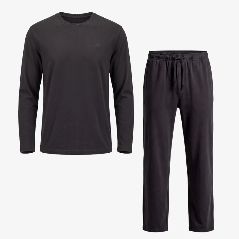Schlafanzug Set Herren lang | Anthrazit