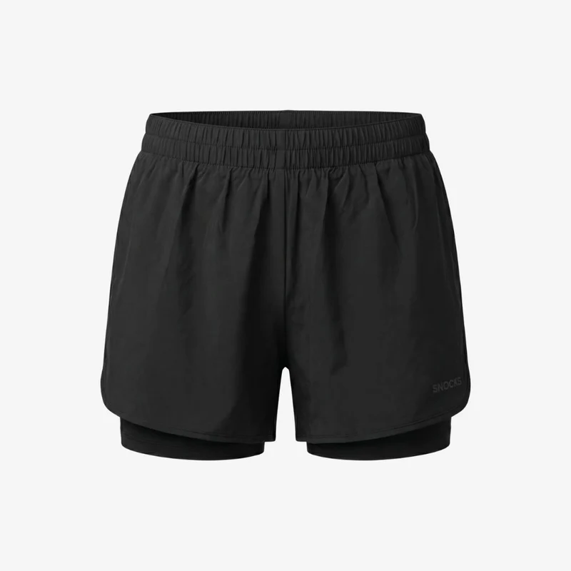 2 in 1 Sport Shorts Damen | Schwarz