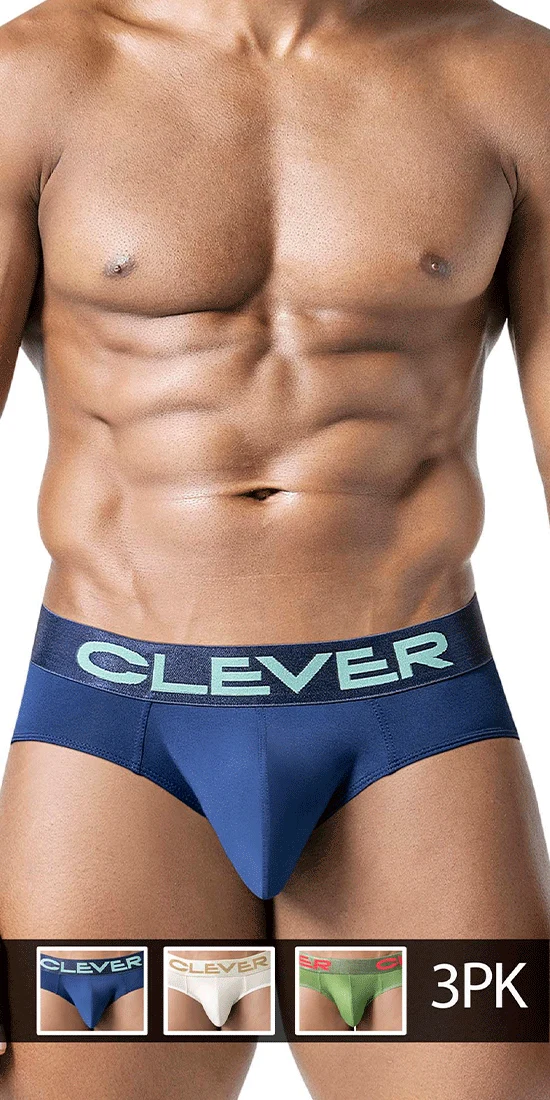 Clever 519968 3pk Australian Latin Briefs Beige-blue-green