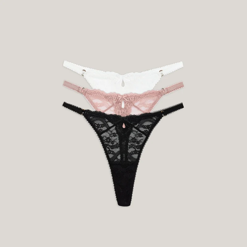 Lace Thongs (3-Pack) - Neutral