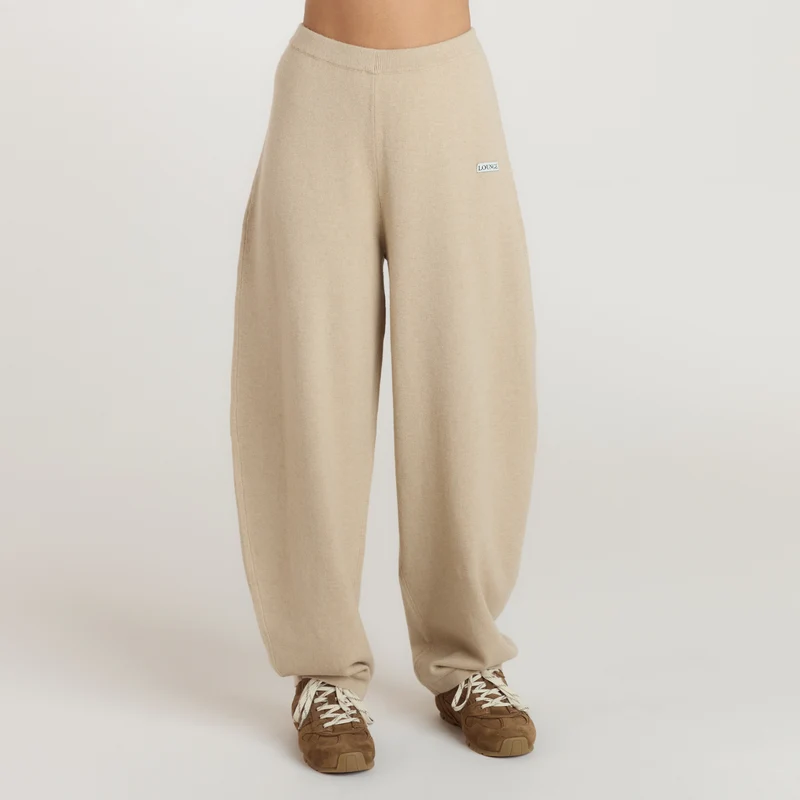 Weite Strickjogginghose - Haferflocken