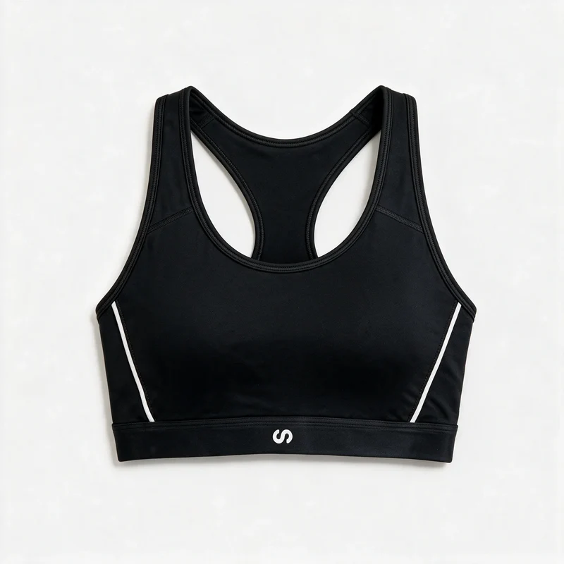 Sport-BH Damen mit Retro Kontraststreifen | Schwarz