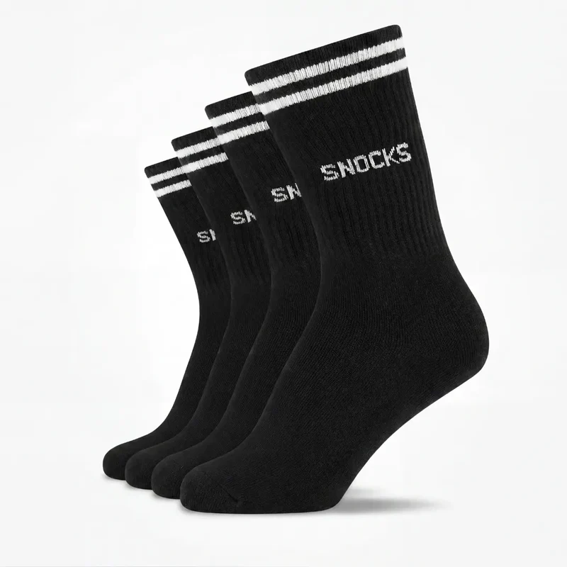 Hohe Sportsocken mit Streifen Kinder | Schwarz
