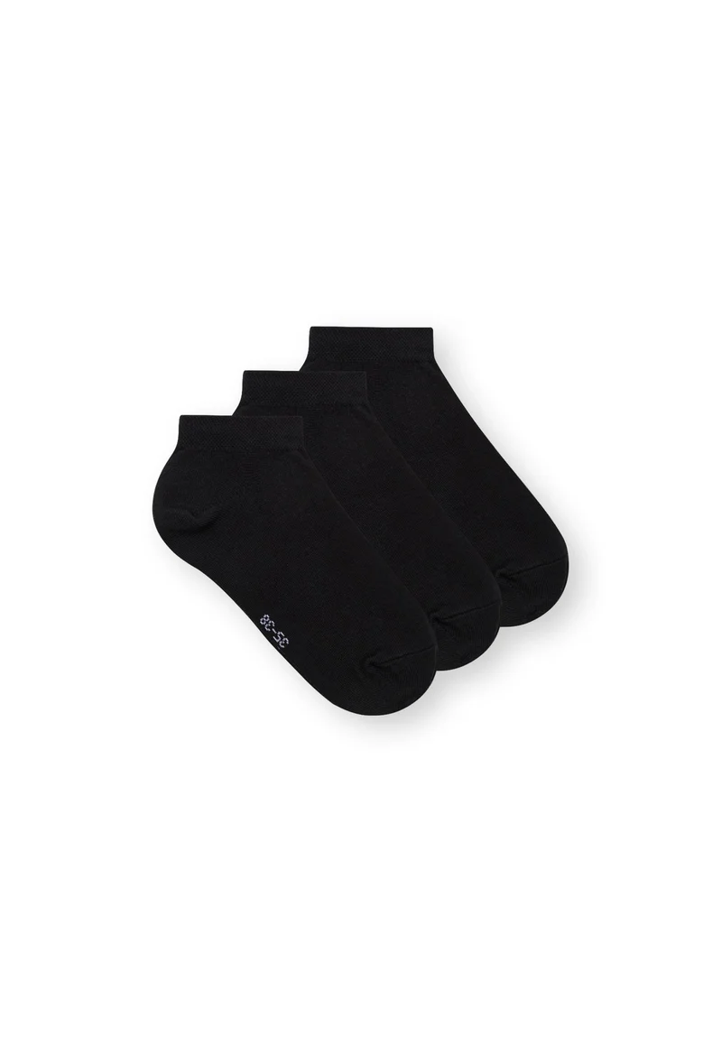 3er-Pack Low Socks Sneaker Socken Schwarz (GOTS, Fairtrade, Vegan)