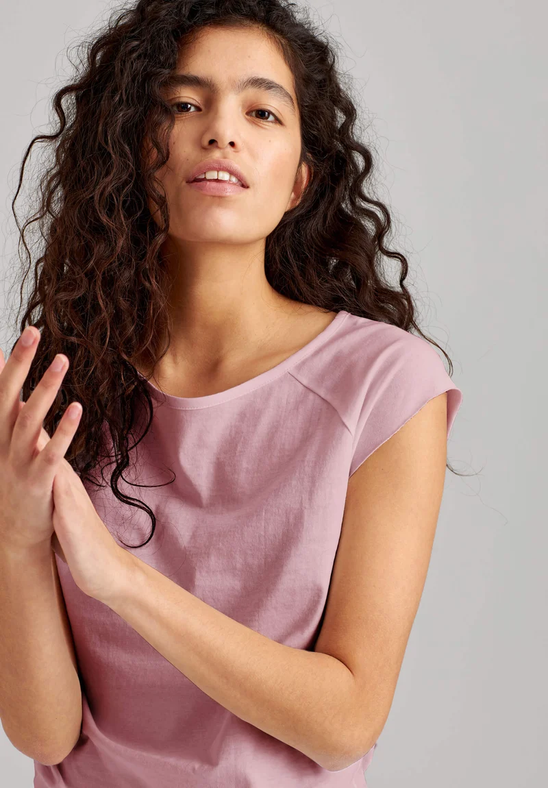 TT01 Cap Sleeve T-Shirt rose (GOTS, vegan)