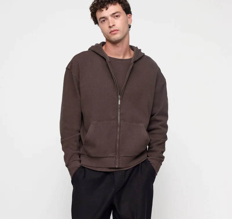Waffle Zip Hoodie