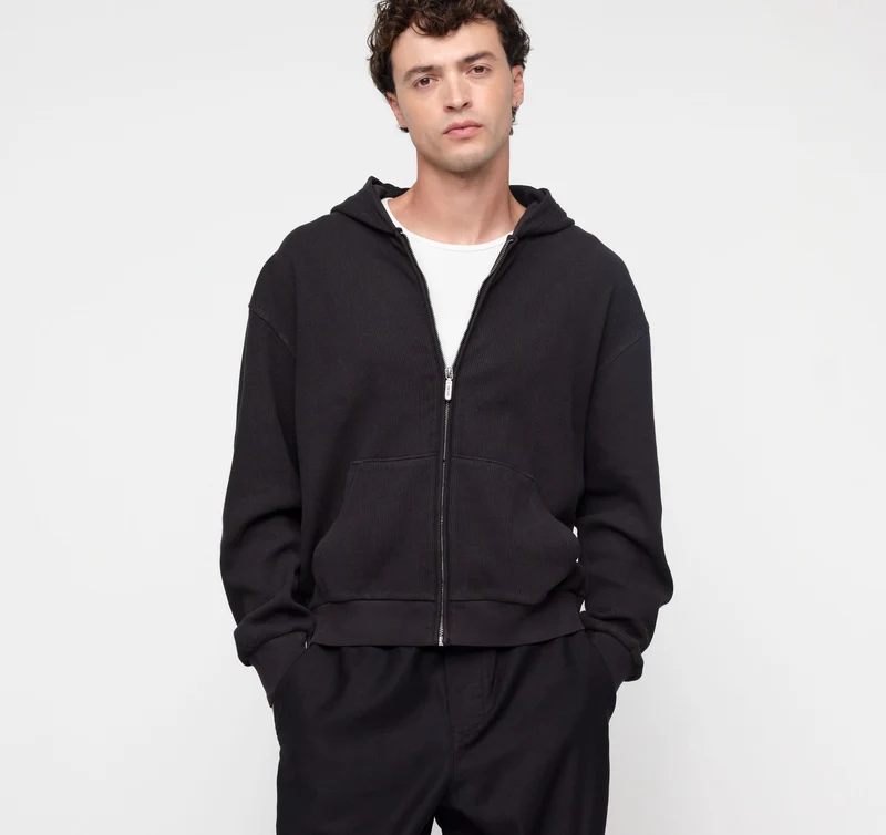 Waffle Zip Hoodie