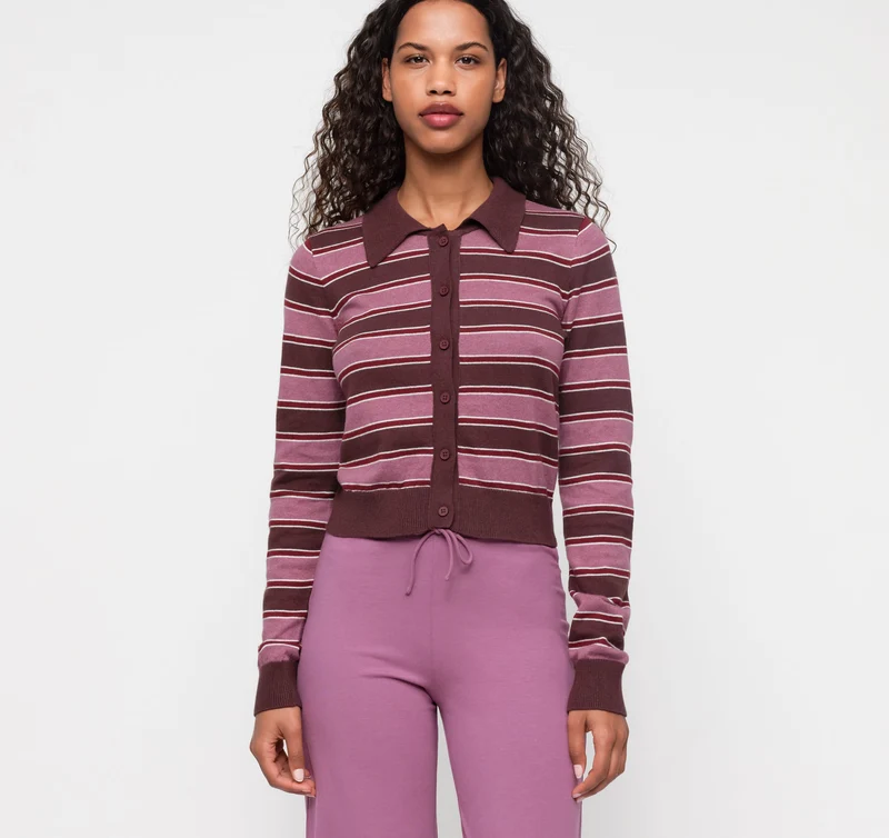 True Knit Fluffy Polo Cardigan