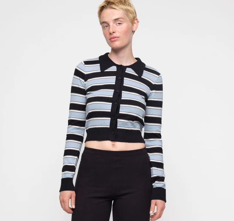 True Knit Fluffy Polo Cardigan
