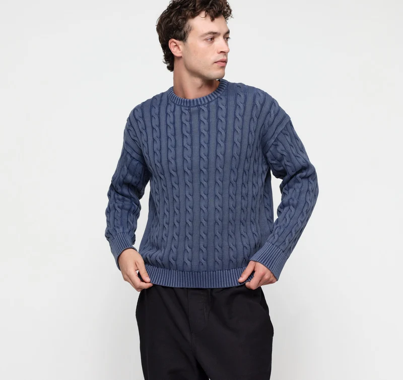 True Knit Boxy Fit Cable Sweater