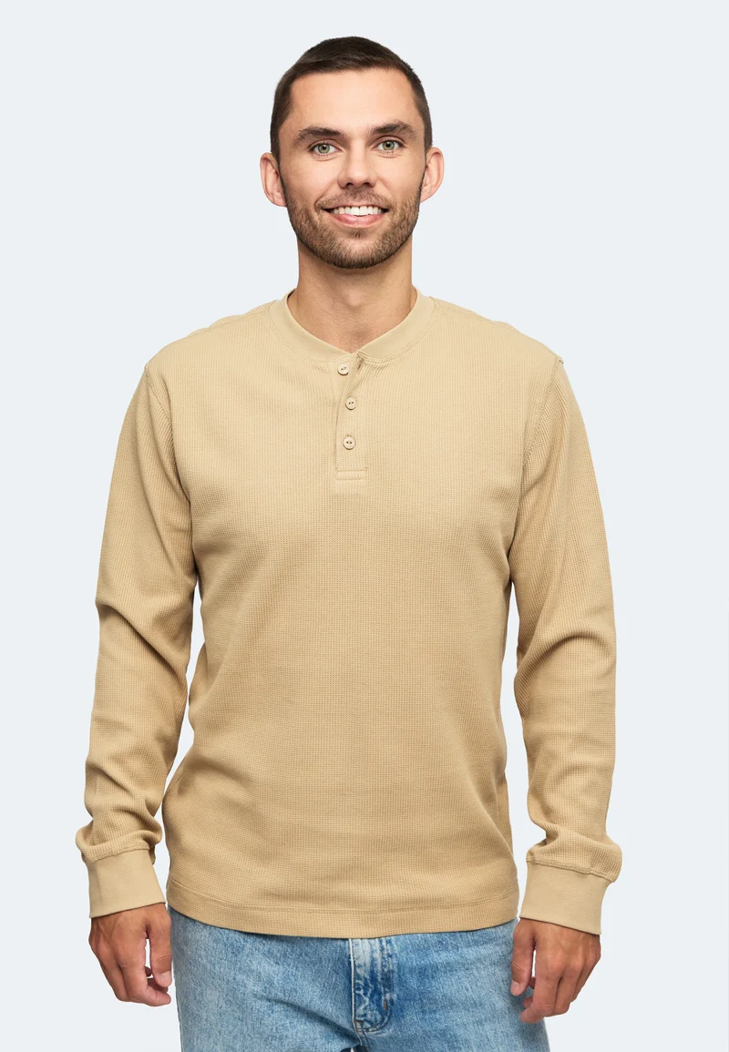 1025 Sébastien – Longsleeve Waffle Henley Shirt Herren
