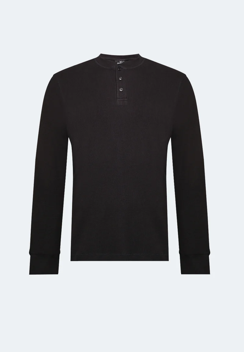 1025 Sébastien – Longsleeve Waffle Henley Shirt Herren