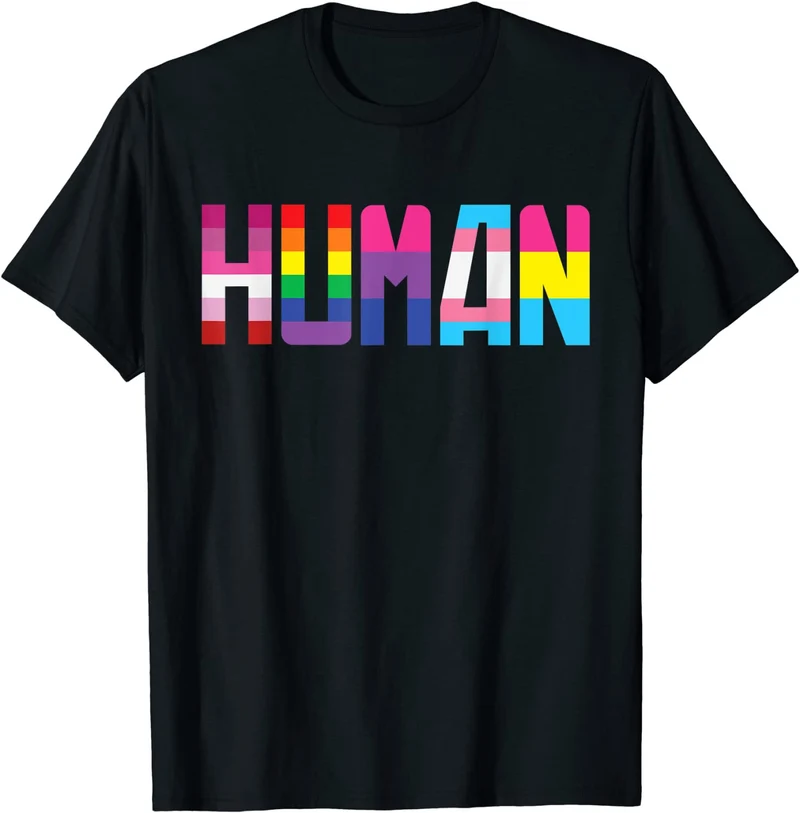 HUMAN Flag Pride Month Transgender Rainbow Lesbian T-Shirt