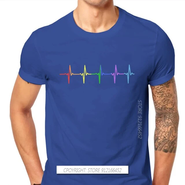 Rainbow Pulse Hearbeat Style TShirt LGBT Pride Month Lesbian Gay Bisexual Transgender Gift Clothes Basic T-Shirt Stuff