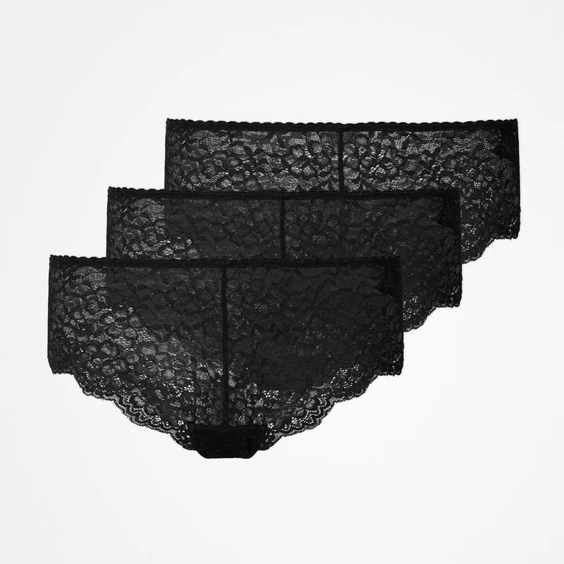 Hipster Panties aus Spitze | Schwarz